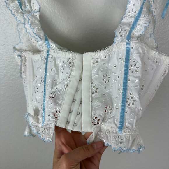 For Love & Lemons for Victoria's Secret Eyelet Swirl Bustier Bra M White Feminin - Picture 8 of 12